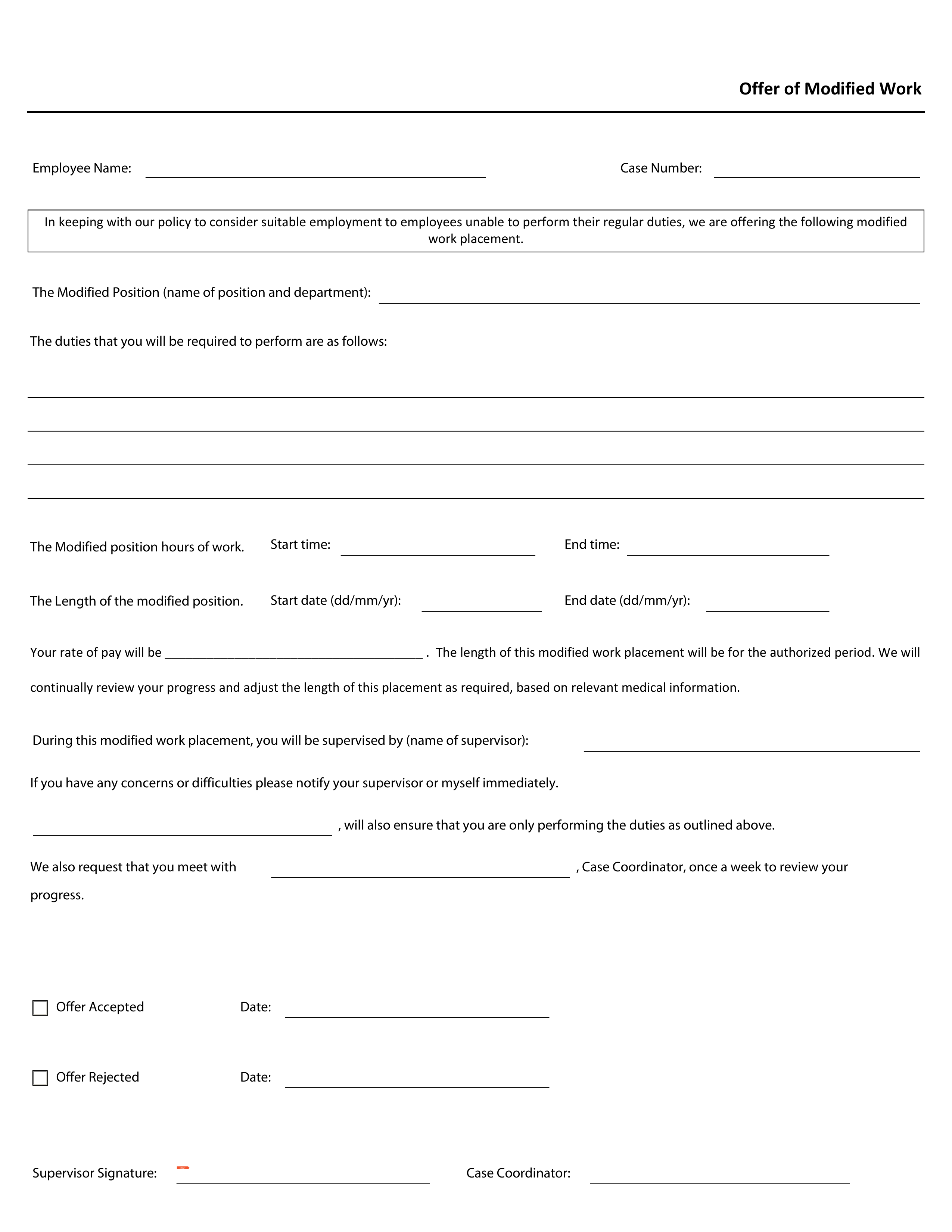 Blank form layout you can try filling in