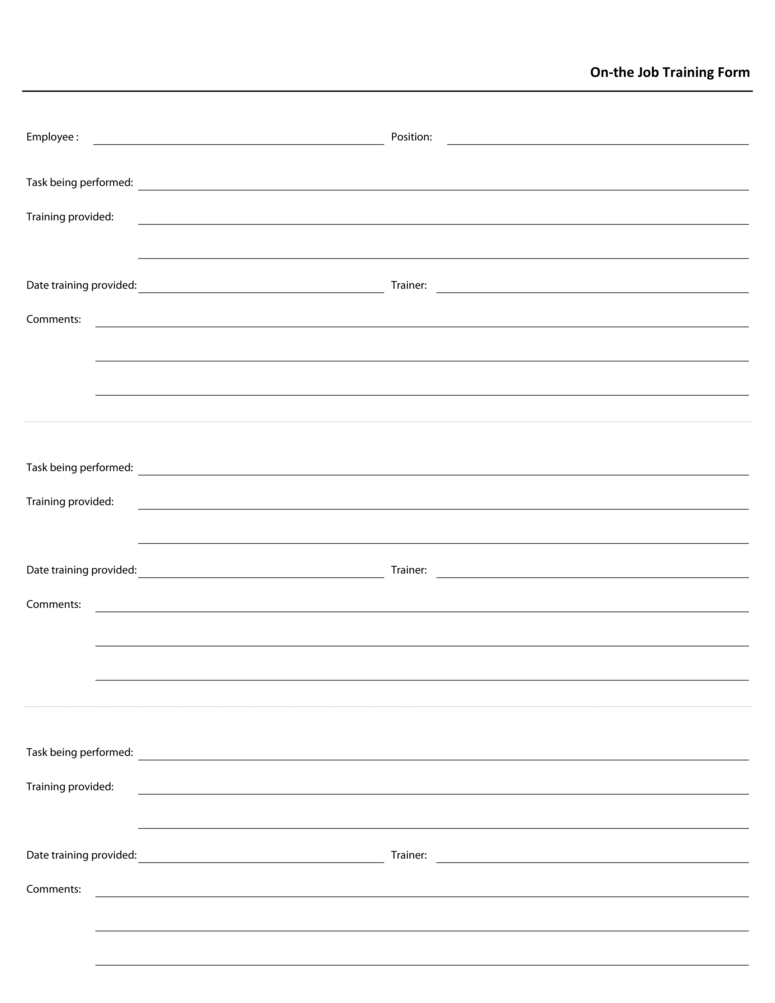 Blank form layout you can try filling in
