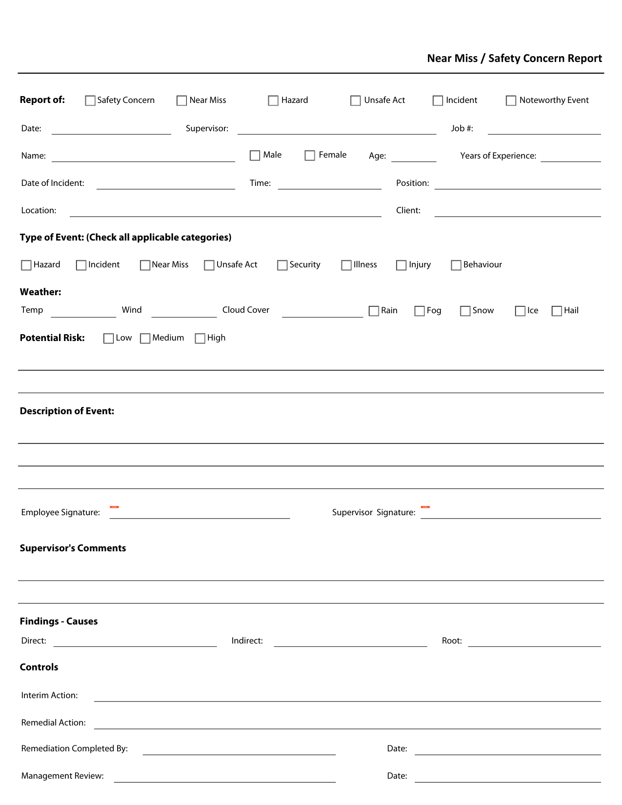 Blank form layout you can try filling in