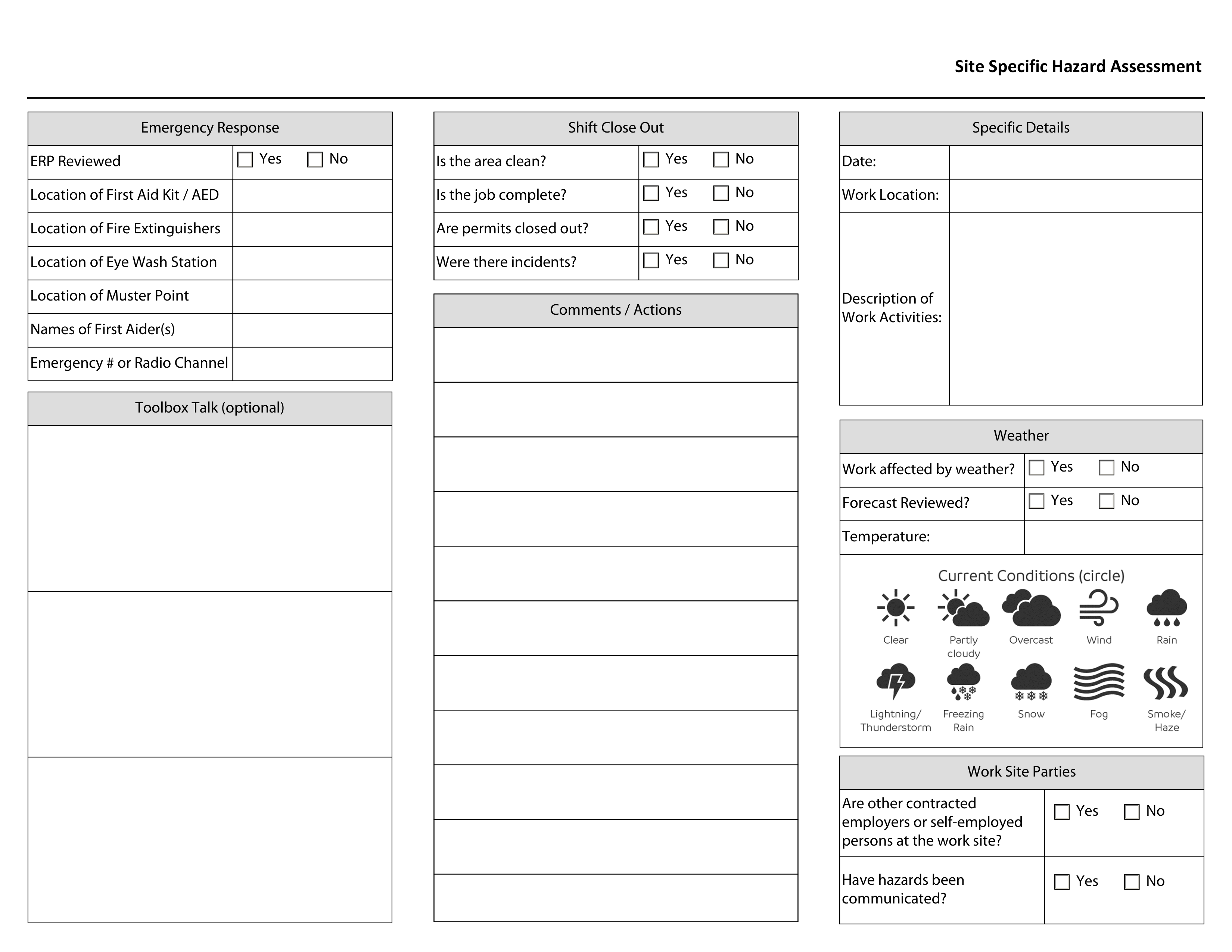 Blank form layout you can try filling in
