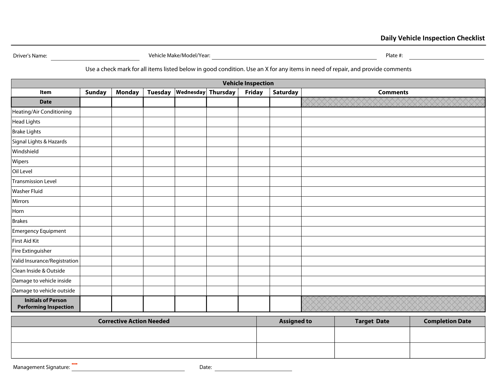 Blank form layout you can try filling in