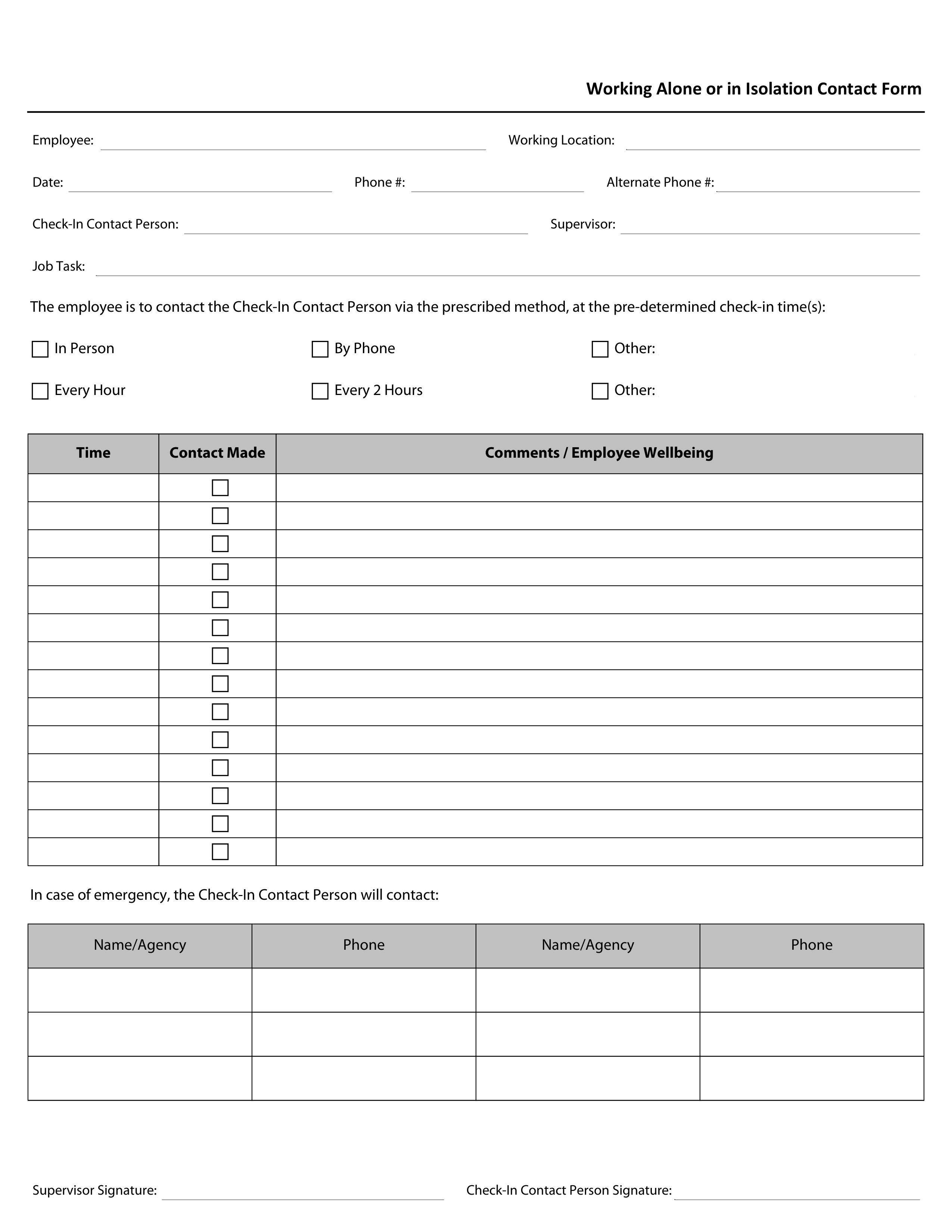 Blank form layout you can try filling in